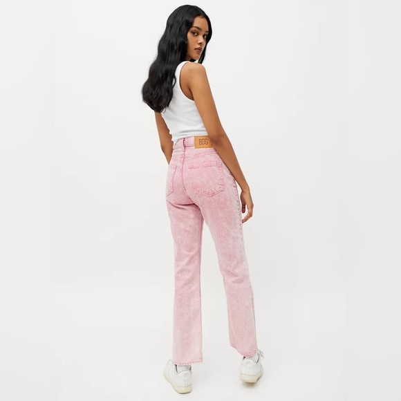 🤠Urban Outfitters BDG Issa Cowboy Jeans Hi Waisted Straight Leg Pink Washed 27🎀 - Picture 2 of 11